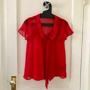 Forever 21 / Sheer Bright Red Blouse